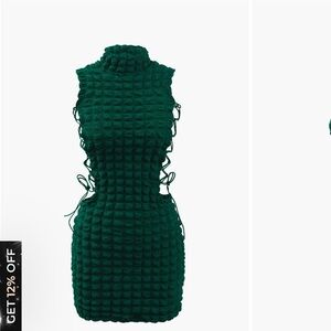 Popcorn Textured Tie Side Mini Dress